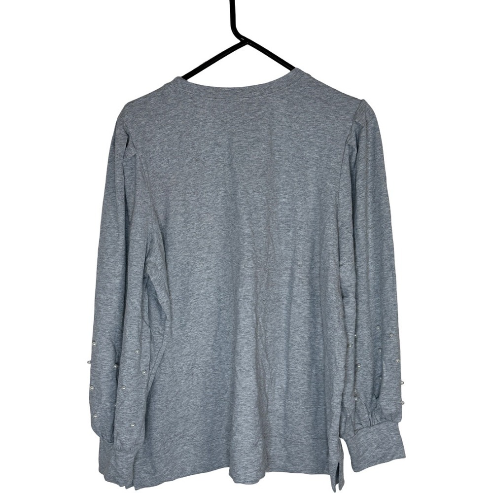 Jingle Belles Kim Gravel Sweatshirt Women XL Heather Grey Pearl Blouson Sleeve - Picture 6 of 13